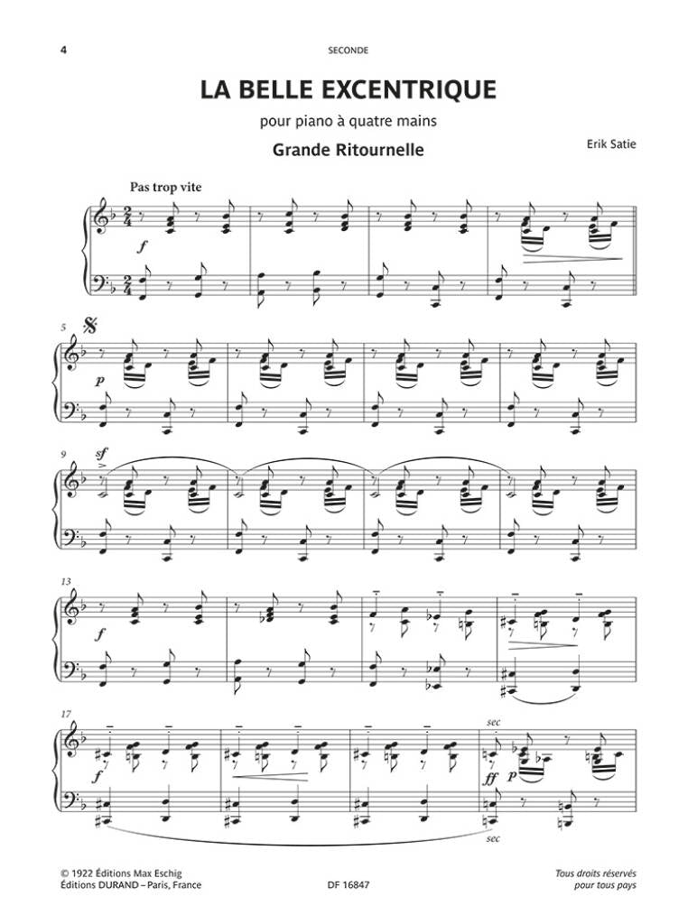 Satie: La belle excentrique (Version for Piano 4-Hands)