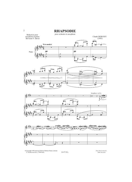 Debussy: Rhapsody for Alto Saxophone