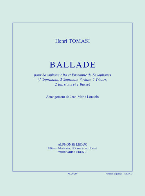 Tomasi: Ballade (arr. for alto sax & sax ensemble)