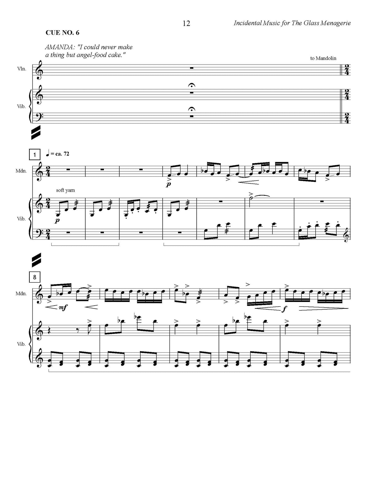 Hughes: Incidental Music for "The Glass Menagerie"