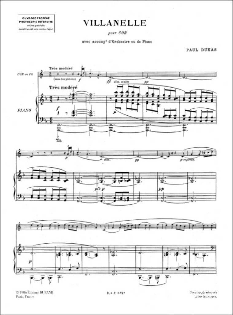 Dukas: Villanelle (arr. for cello & piano)