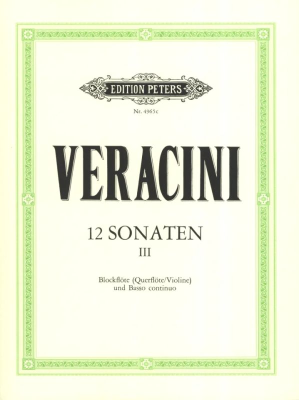 Veracini: 12 Recorder Sonatas - Volume 3 (Nos. 7-9)