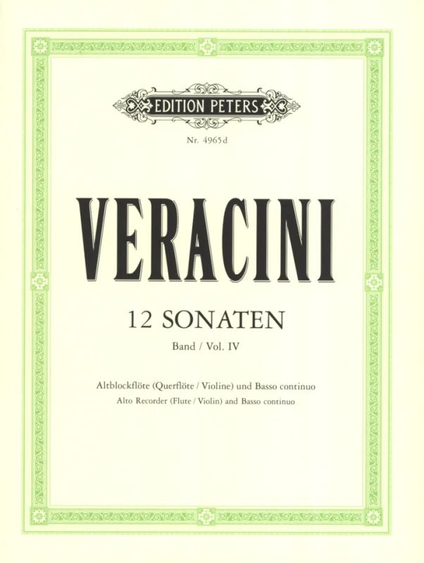 Veracini: 12 Recorder Sonatas - Volume 4 (Nos. 10-12)