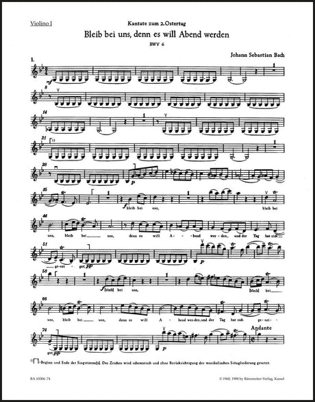 Bach: Bleib bei uns, denn es will Abend werden, BWV 6