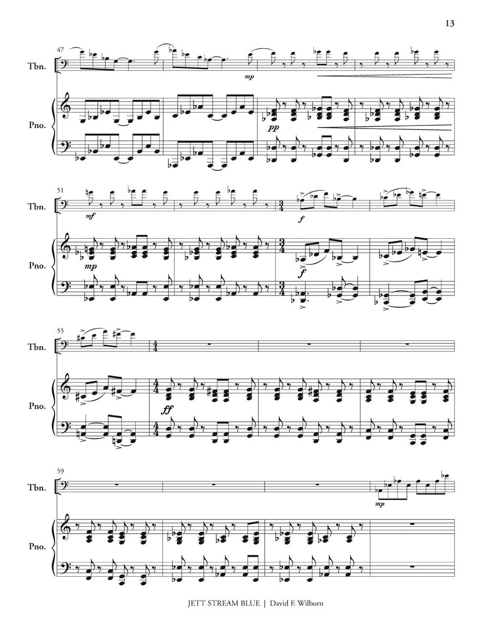 Wilborn: Jett Stream Blue (Duet for Trombone & Piano)
