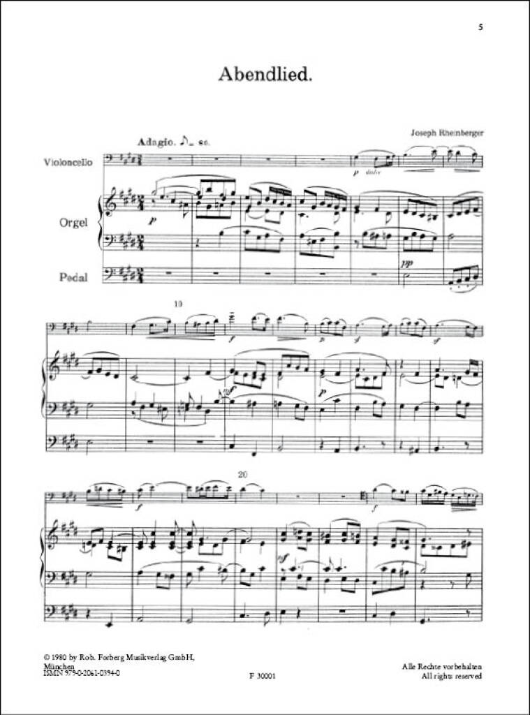 Rheinberger: 3 Pieces, Op. 150 (arr. for cello & organ)