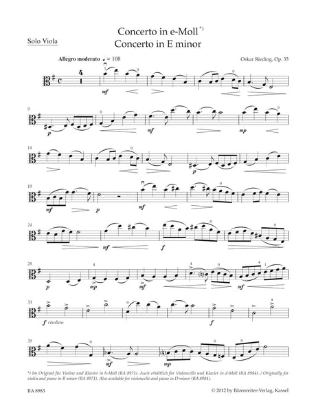 Rieding: Concerto in B Minor, Op. 35 (arr. for viola)