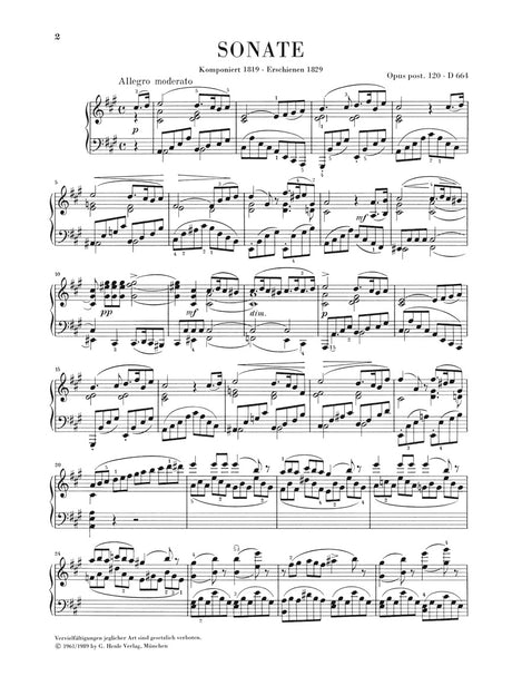 Schubert: Piano Sonata in A Major, Op. posth. 120, D 664