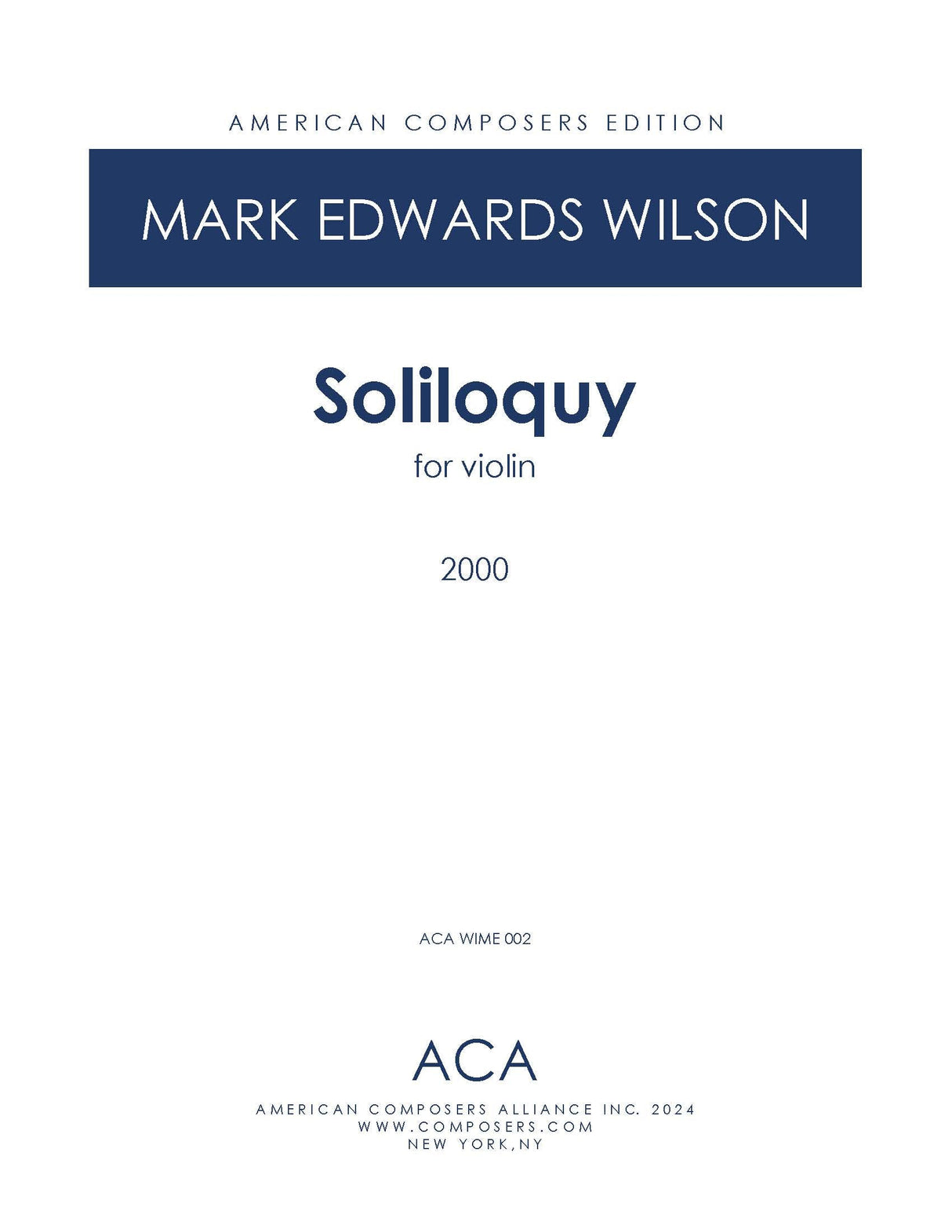 Wilson: Soliloquy