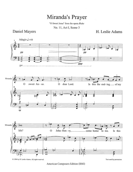H.L. Adams: O Sweet Jesus (Miranda's Prayer)