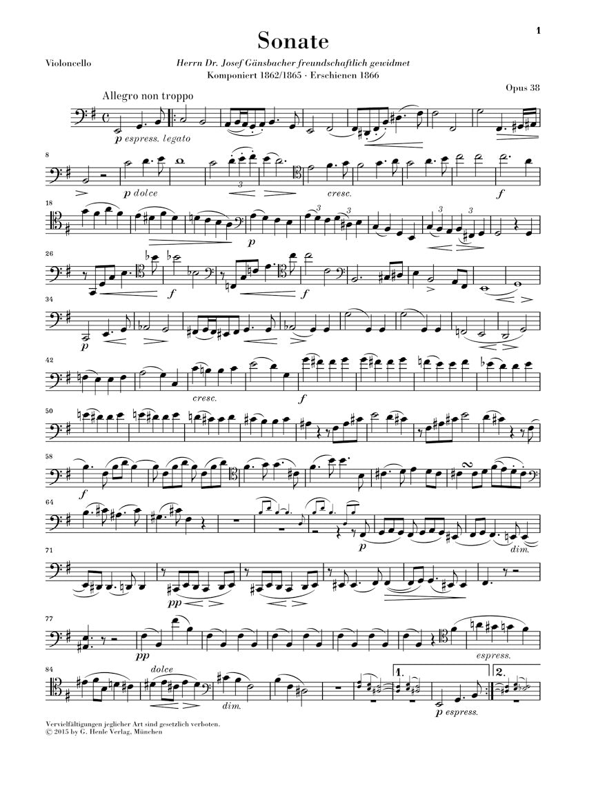 Brahms: Cello Sonata in E Minor, Op. 38 – Ficks Music