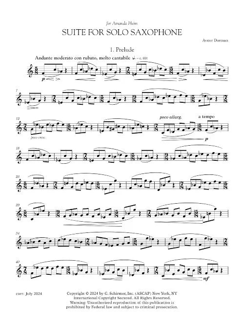 Dorman: Suite for Solo Saxophone