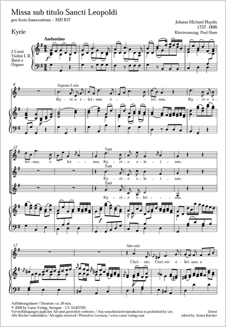 M. Haydn: Missa sub titulo Sancti Leopoldi, MH 837
