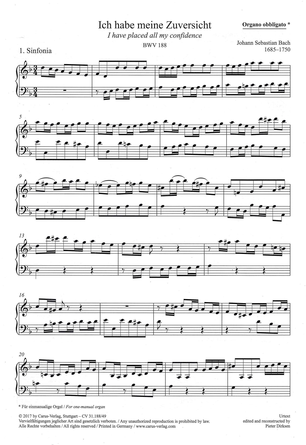 Bach: Ich habe meine Zuversicht, BWV 188
