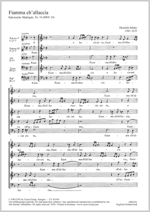 Schütz: Flamma ch'allacia (An enmeshing flame and trap are you), SWV 10