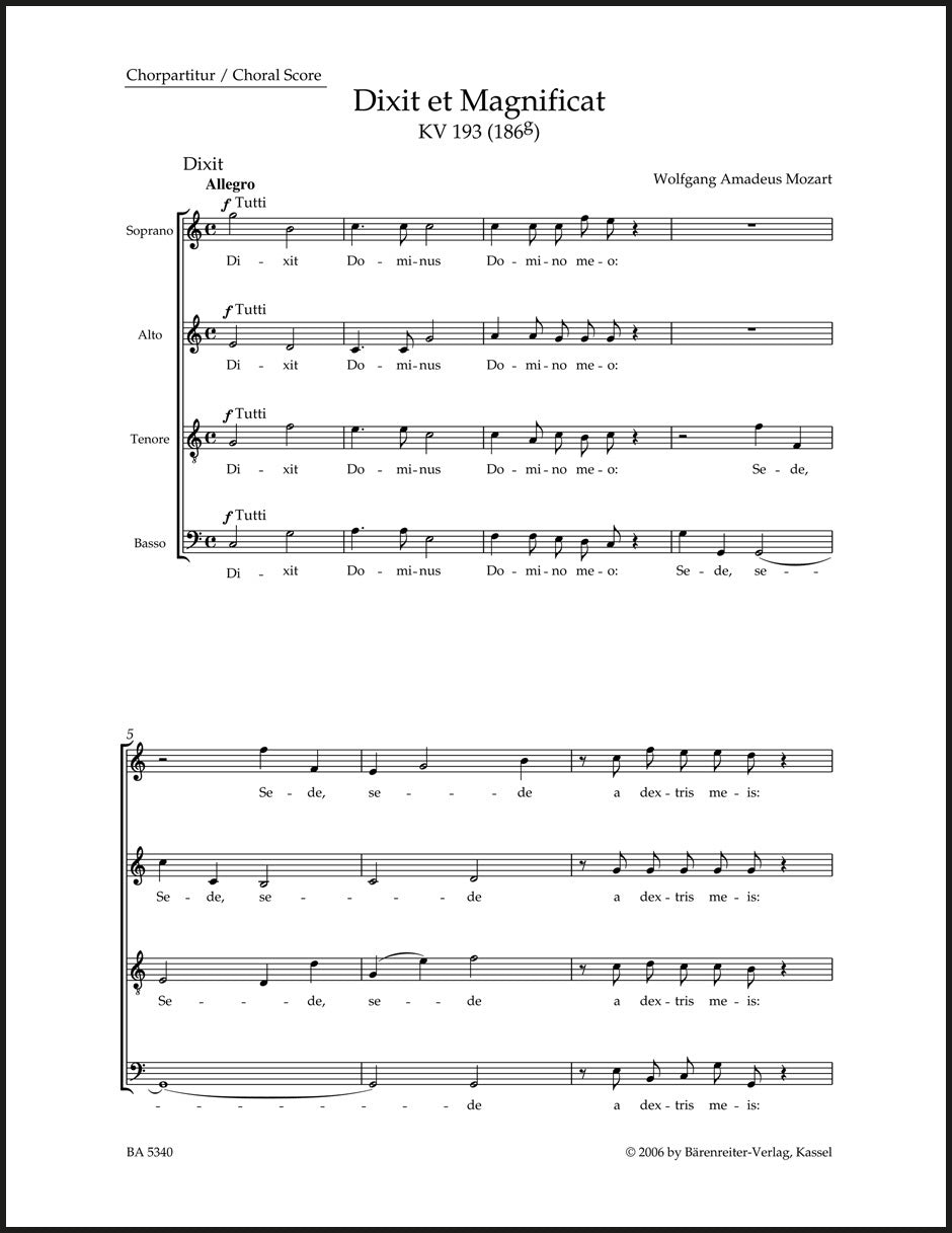 Mozart: Dixit et Magnificat, K. 193 (186g)