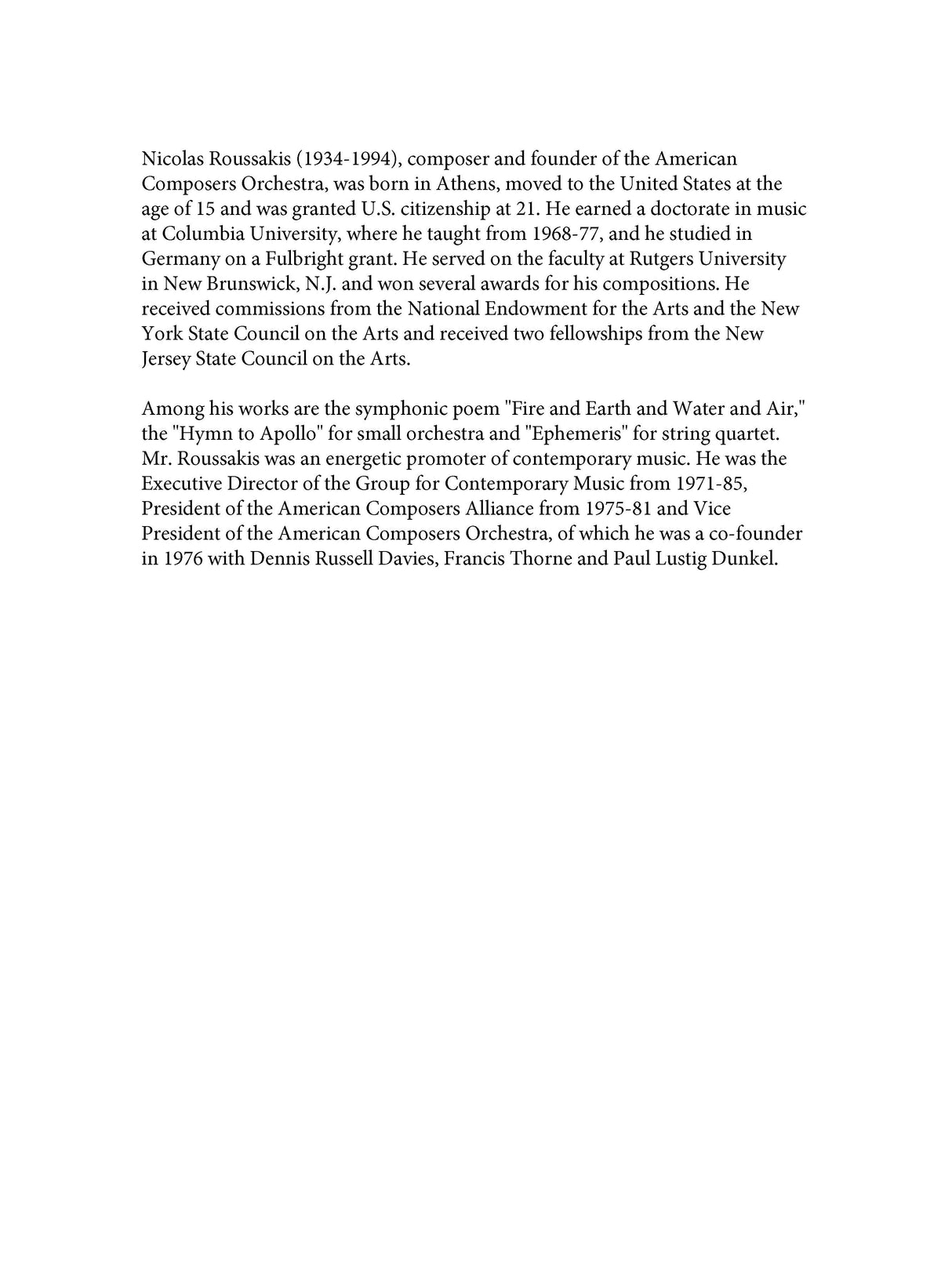 Roussakis: Piano Sonata