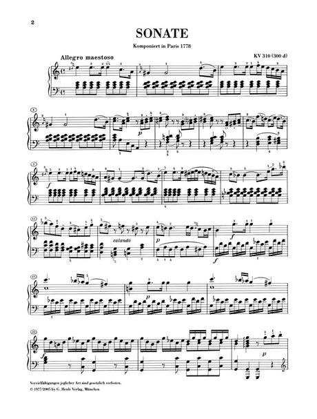 Mozart: Piano Sonata in A Minor, K. 310 (300d)