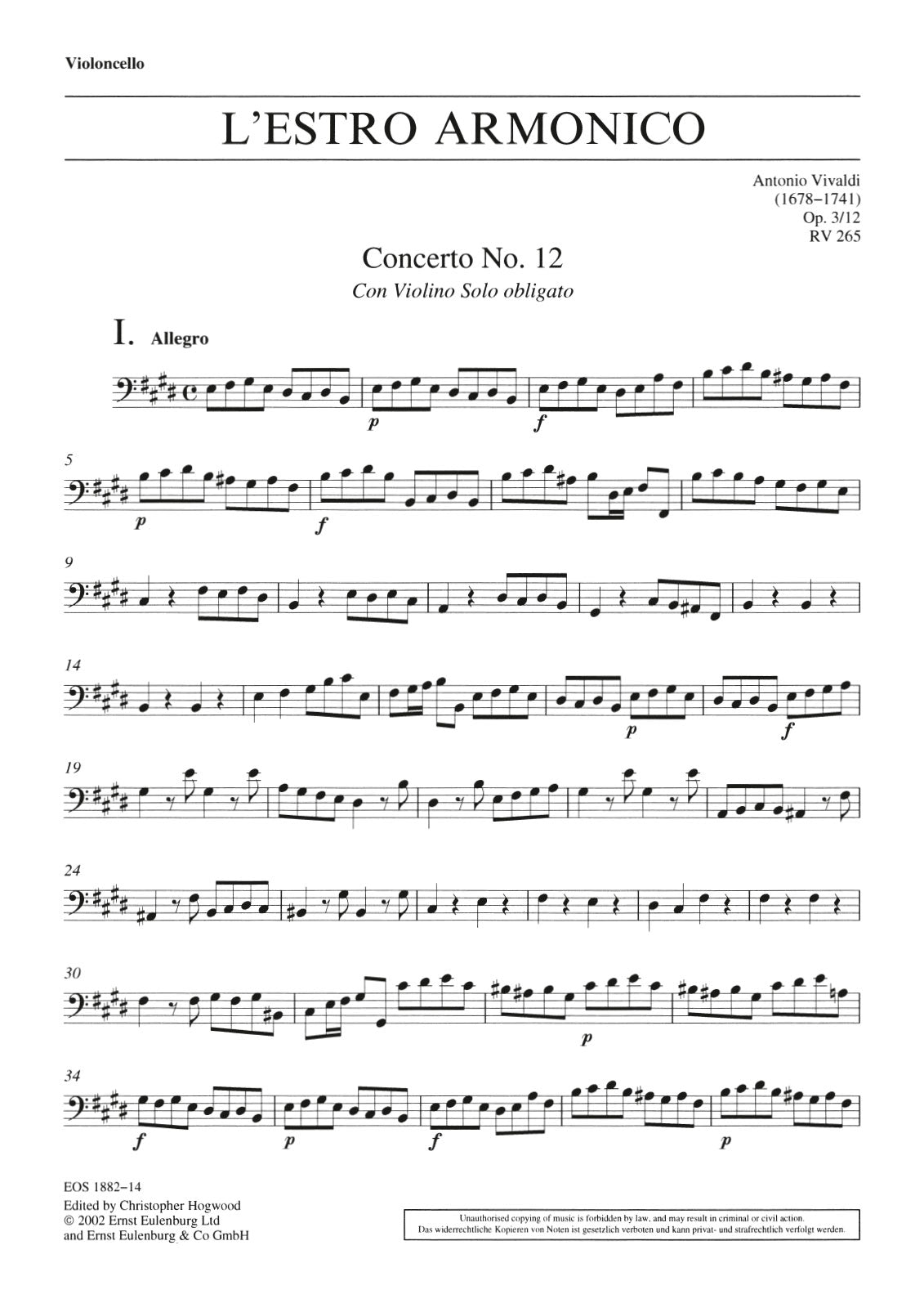 Vivaldi: L'Estro Armonico, RV 265, Op. 3, No. 12