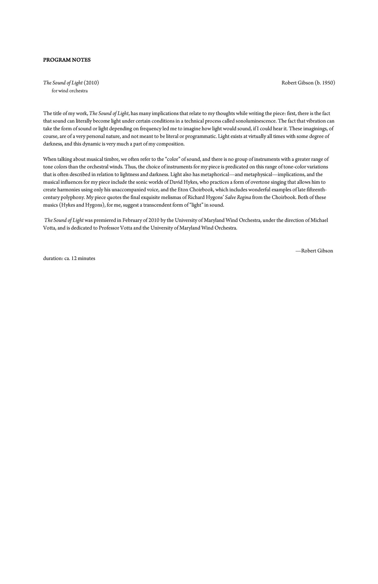 Gibson: Sound of Light