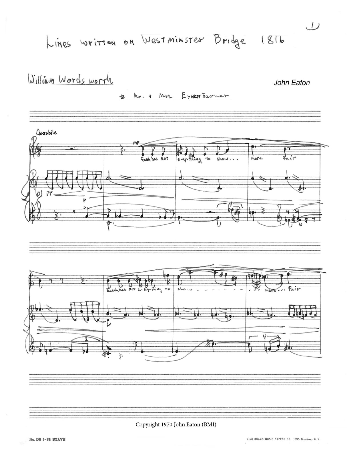 Eaton: Lines Written on Westminster Bridge 1816