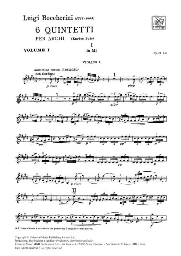 Boccherini: String Quintets - in E Major, G 282 and D Minor, G 293