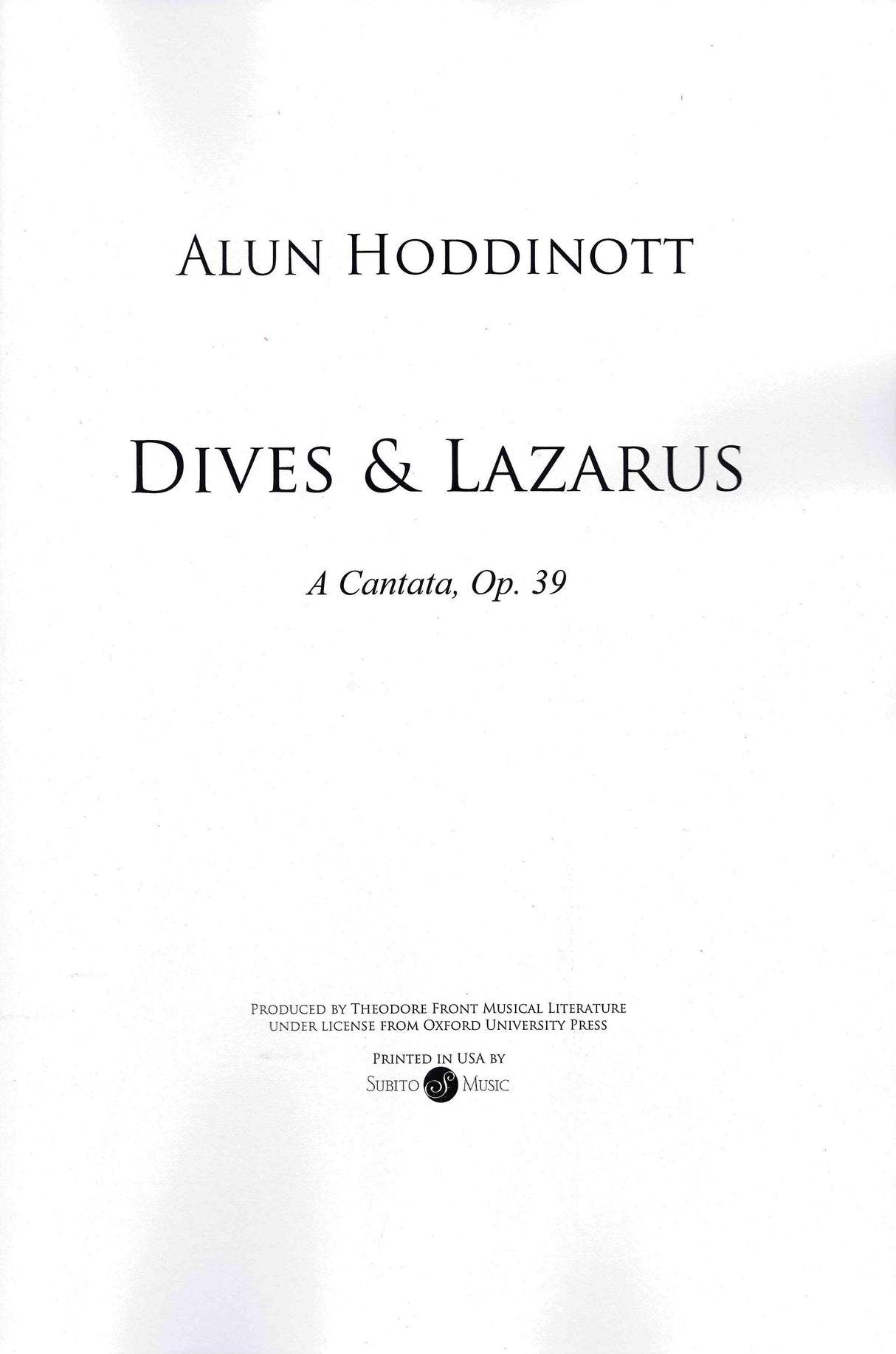 Hoddinott: Dives & Lazarus, Op. 39