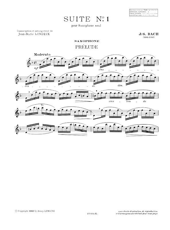 ES ENESCO / J.S. BACH レコード Bach: Cello Suite No. 1 (arr. for saxophone) – Ficks Music