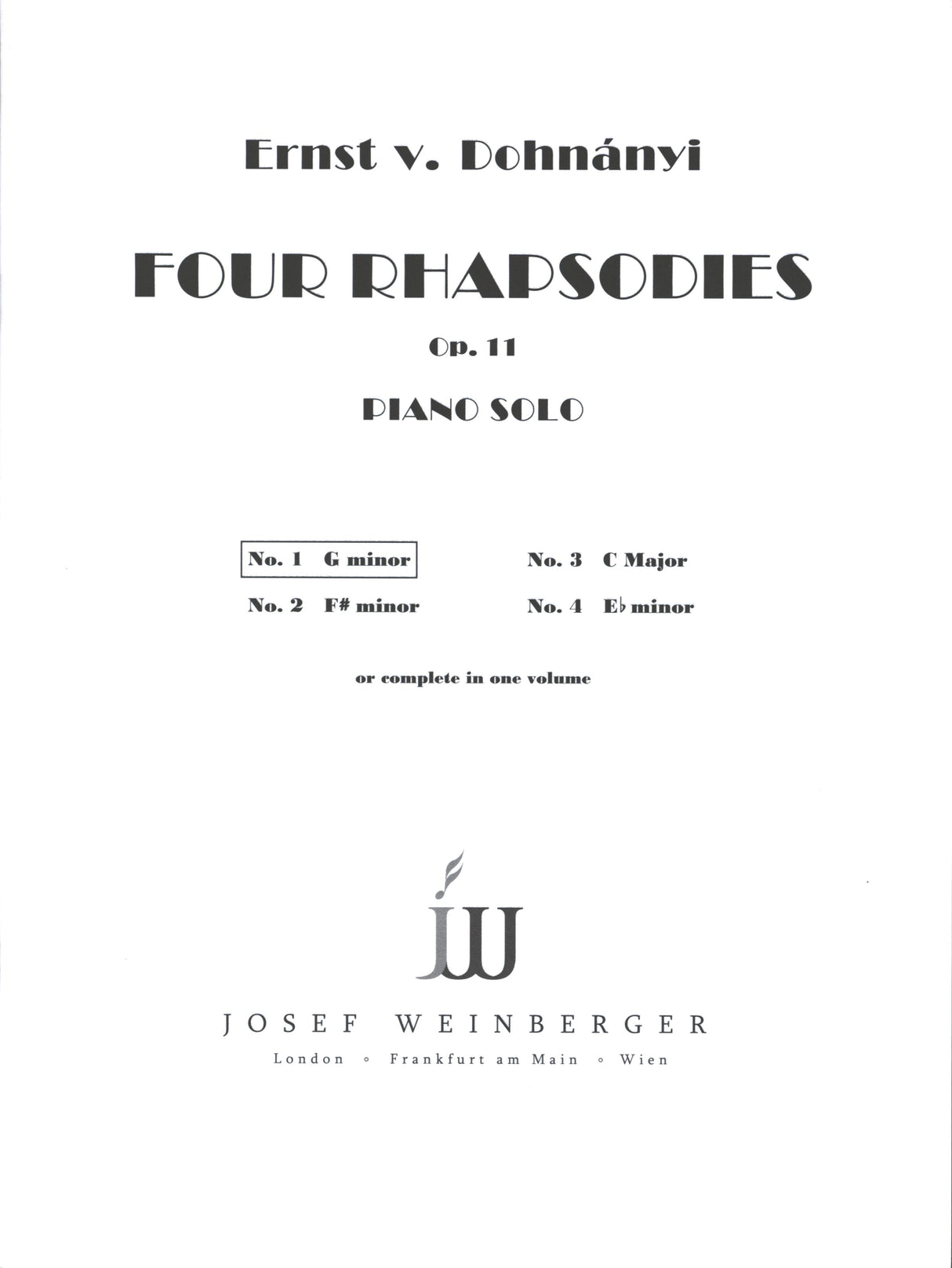 Dohnányi: Rhapsody in G Minor, Op. 11, No. 1