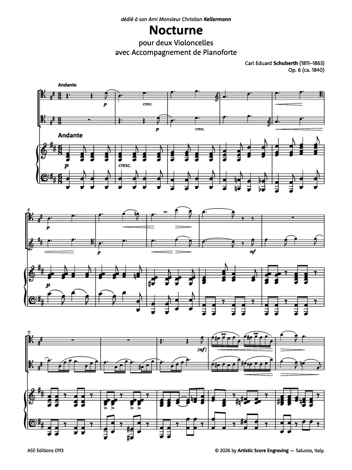 Schuberth: Nocturne for Two Cellos and Piano, Op. 6