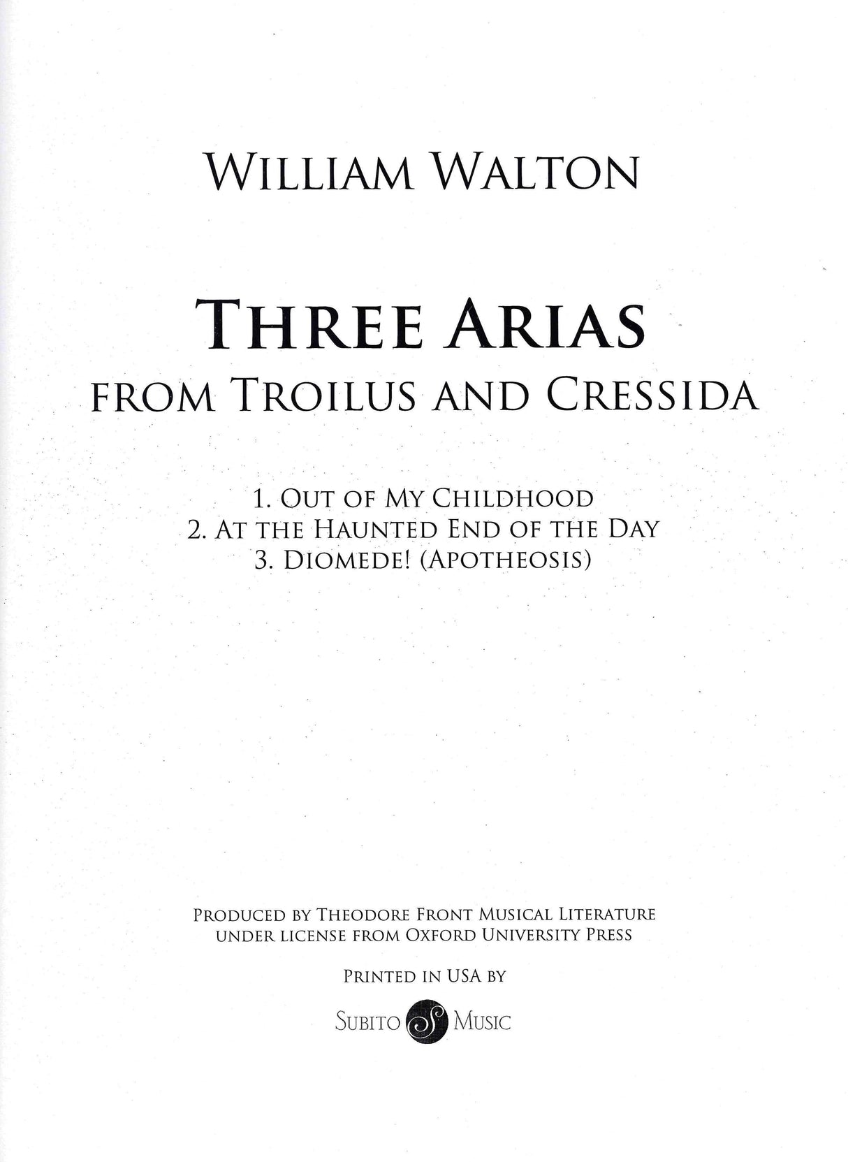 Walton: 3 Arias trom Troilus & Cressida