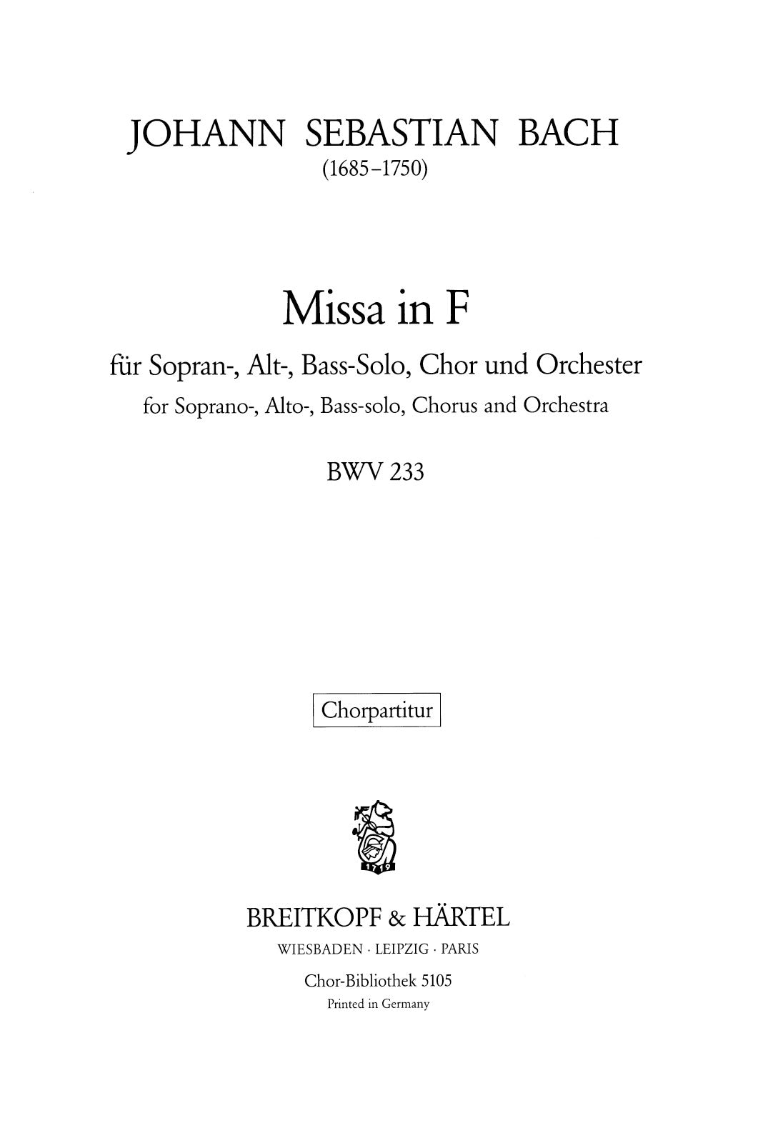 Bach: Mass in F Major, BWV 233