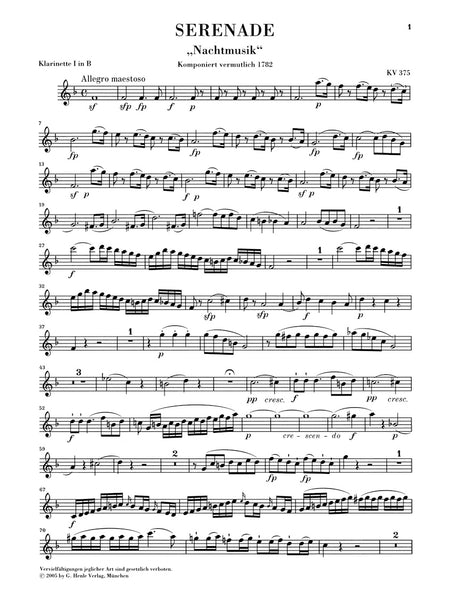 Mozart: Serenade in E-flat Major, K. 375 for Wind Octet