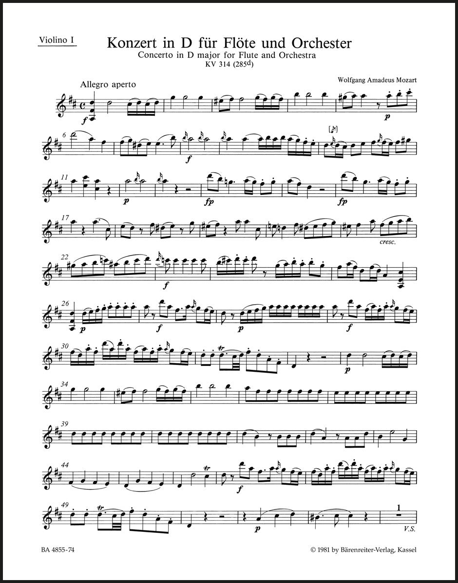 Mozart: Flute Concerto No. 2 in D Major, K. 314 (285d) – Ficks Music