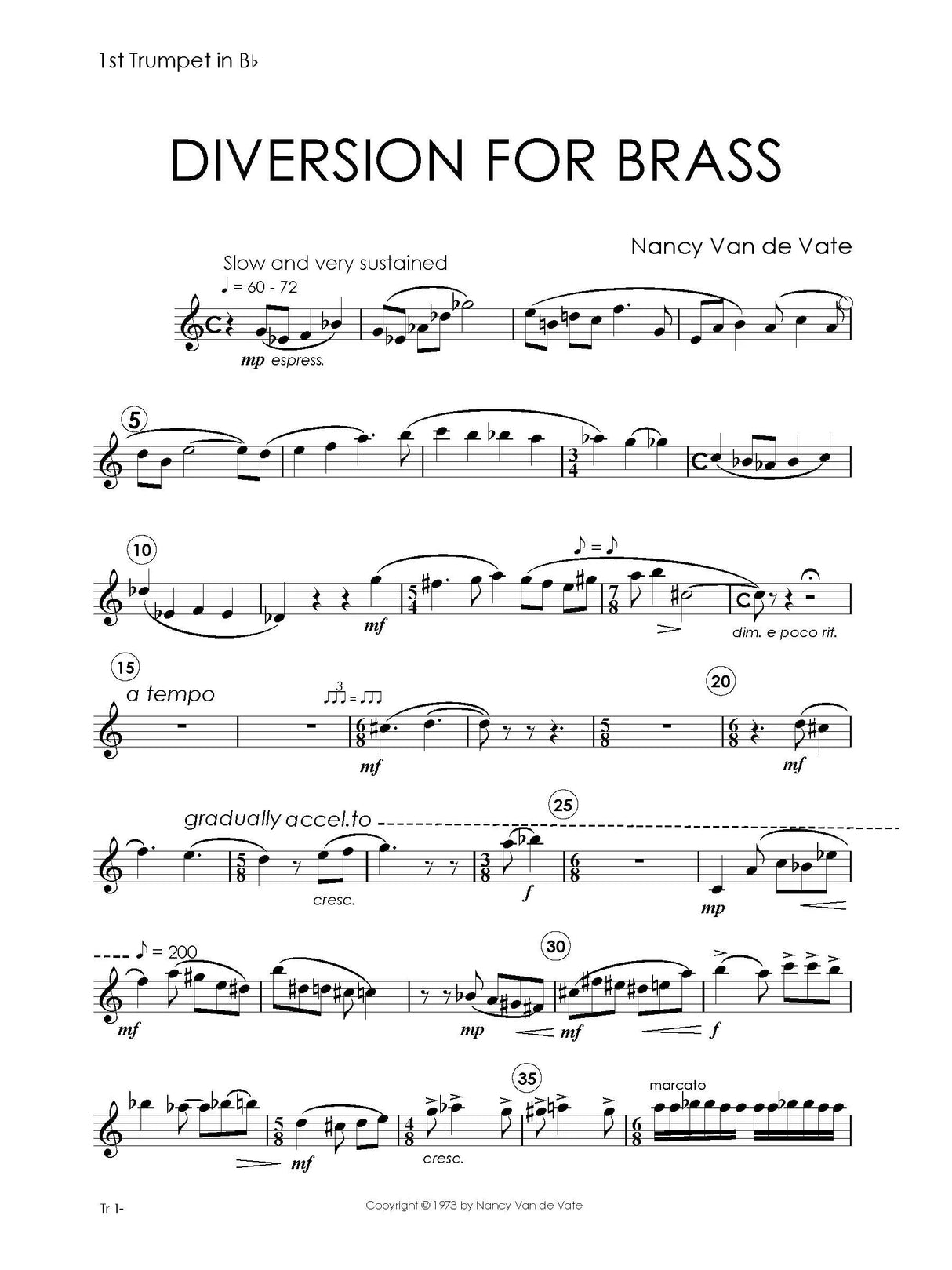 Van de Vate: Diversion for Brass