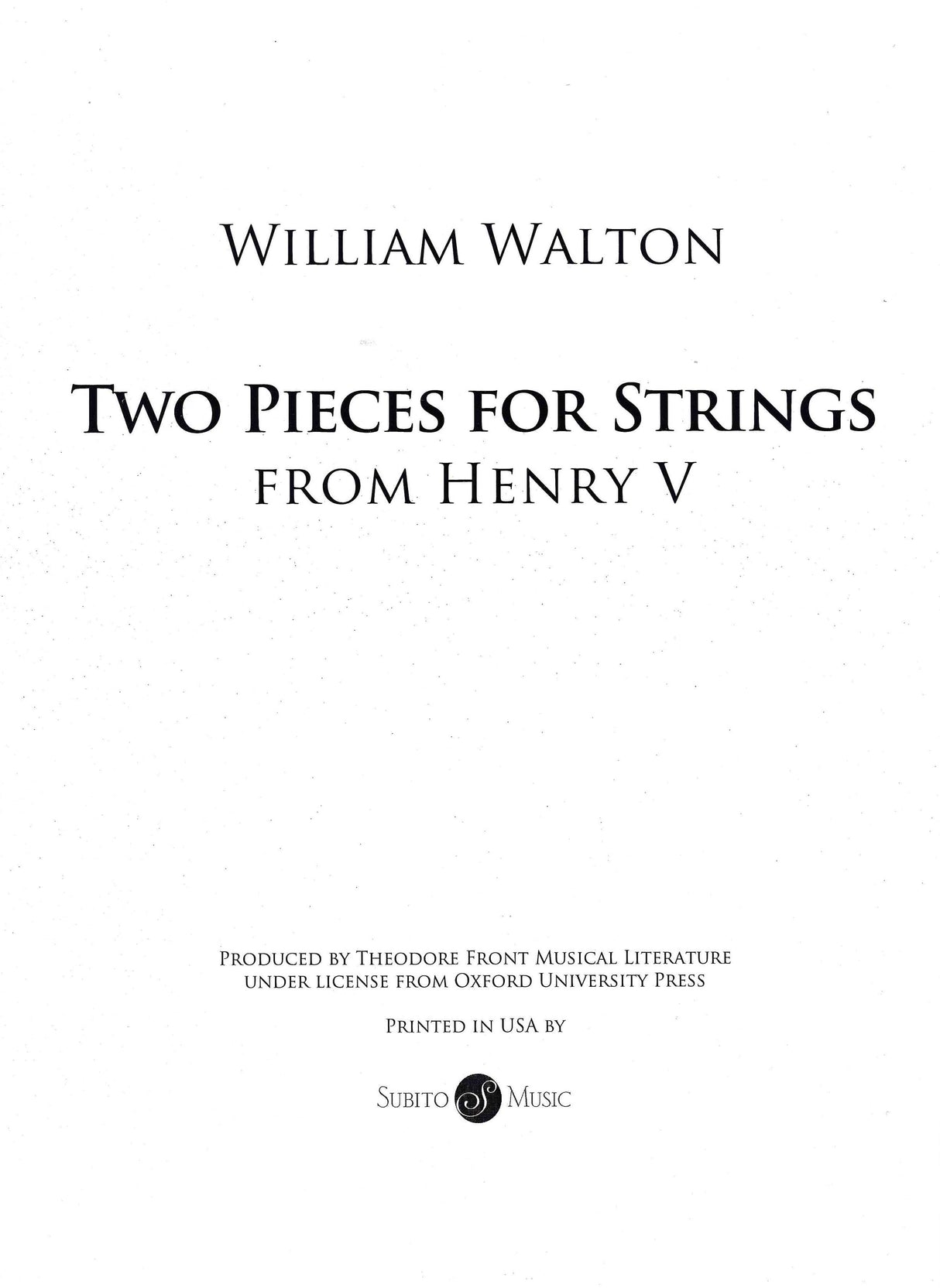Walton: 2 Pieces from "Henry V"