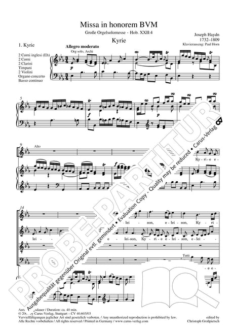 Haydn: Missa in honorem Beatissimae Virginis Mariae, Hob. XXII:4