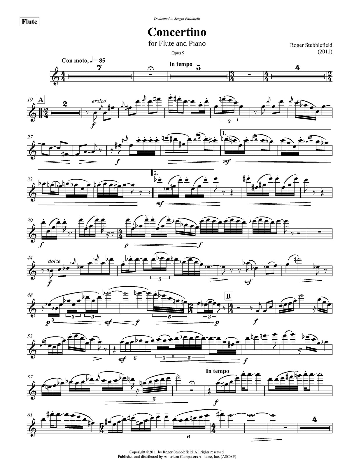 Stubblefield: Concertino for Flute and Piano, Op. 9