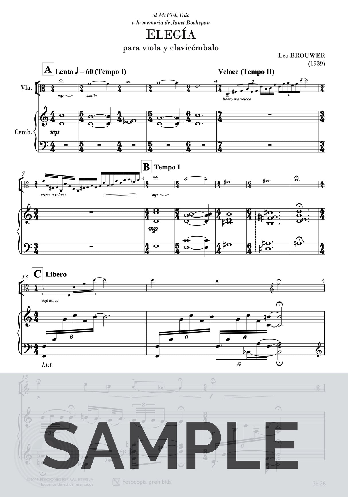 Brouwer: Elegía for Viola & Harpsichord