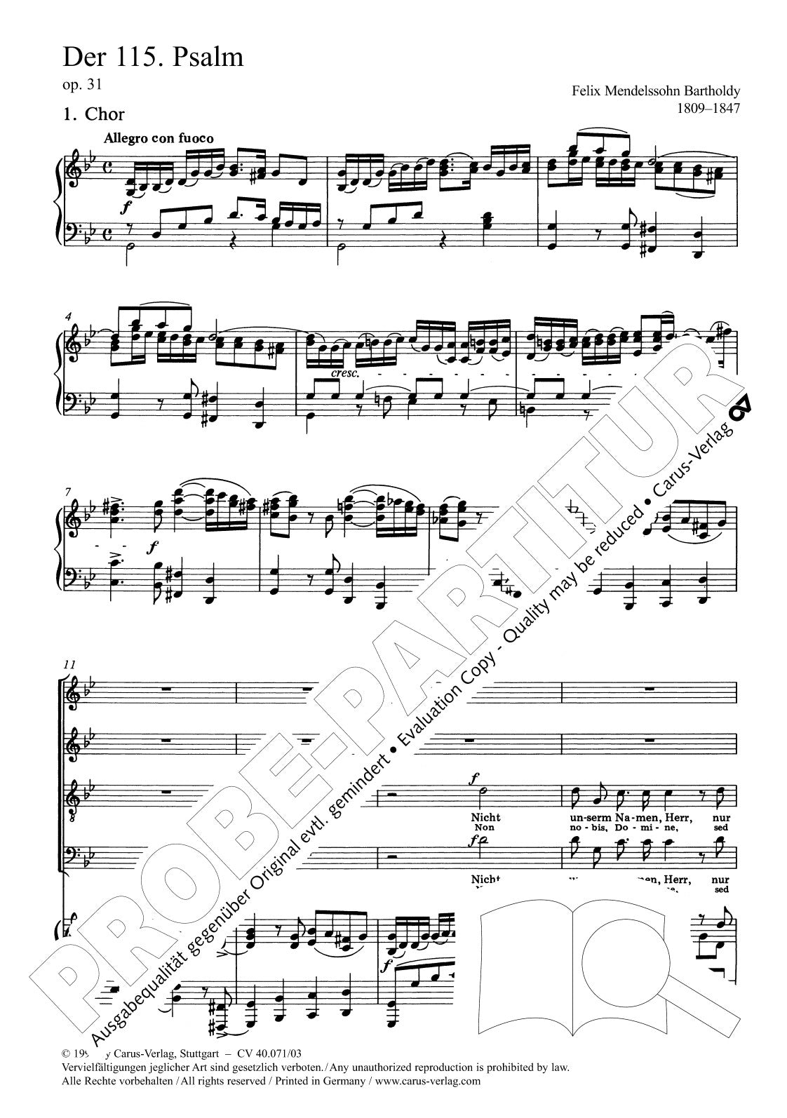 Mendelssohn: Nicht unserm Namen, Herr, MWV A 9, Op. 31
