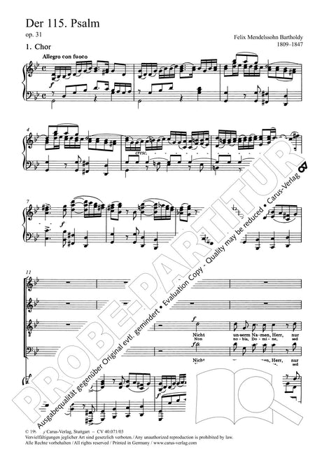Mendelssohn: Nicht unserm Namen, Herr, MWV A 9, Op. 31