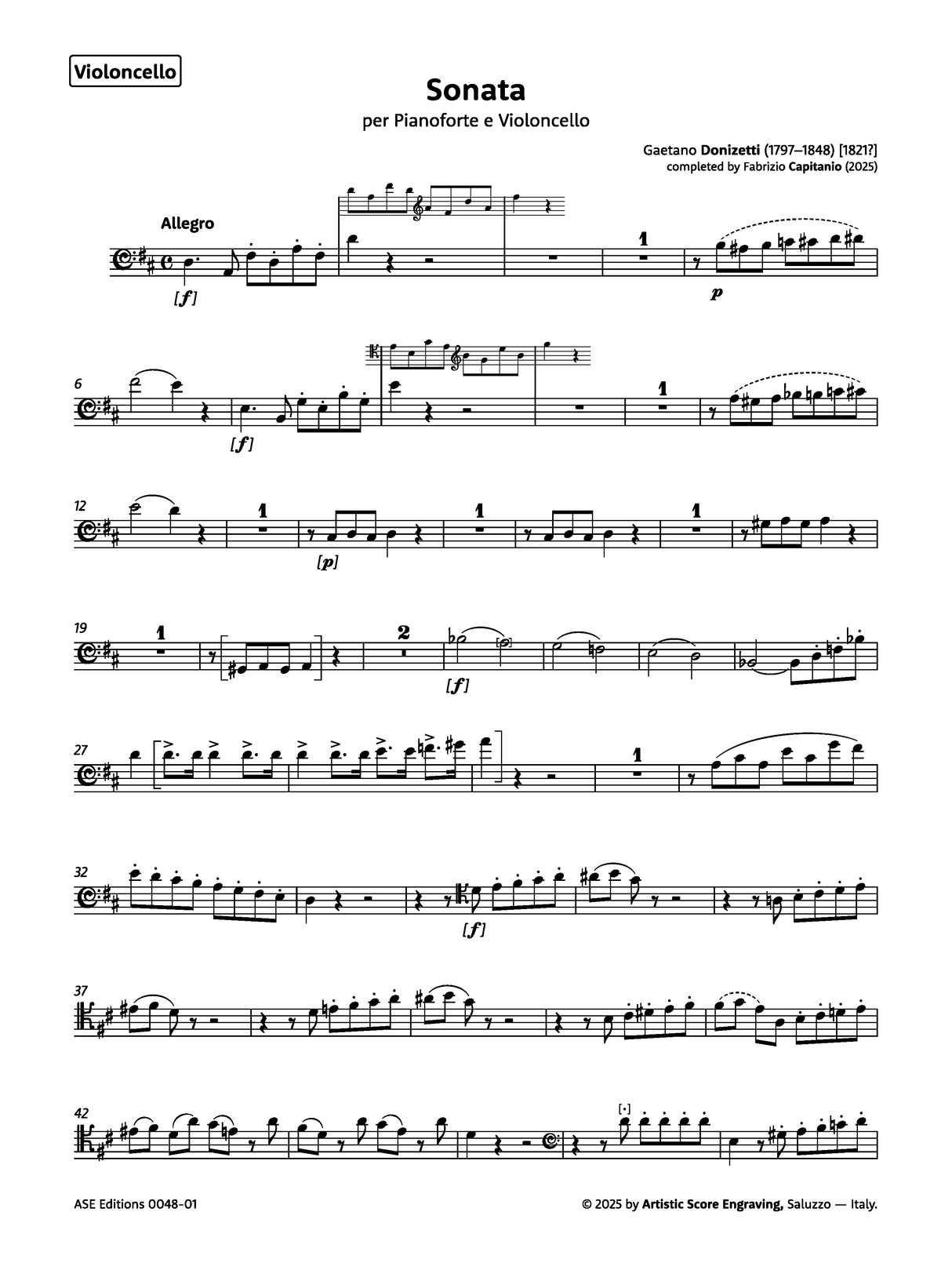 Donizetti: Cello Sonata