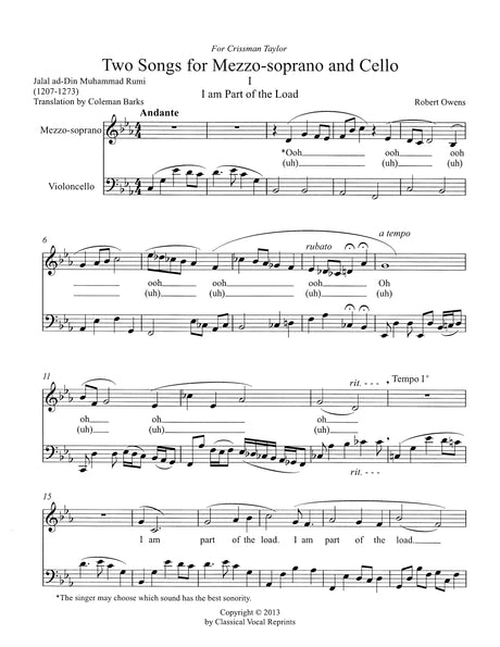 Owens: 2 Songs for Mezzo-Soprano & Cello, Op. 120