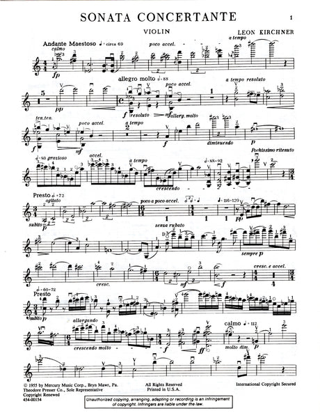 L. Kirchner: Sonata Concertante