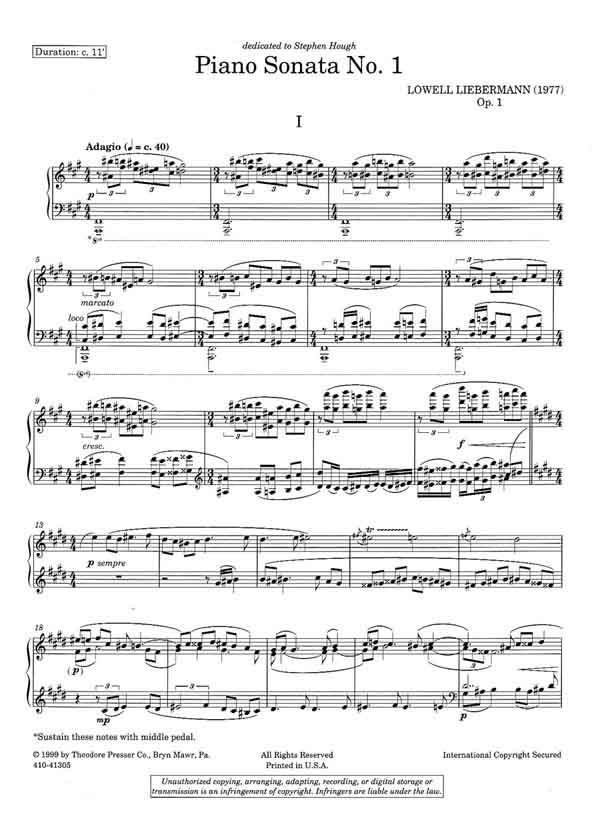Liebermann: Piano Sonata No. 1, Op. 1