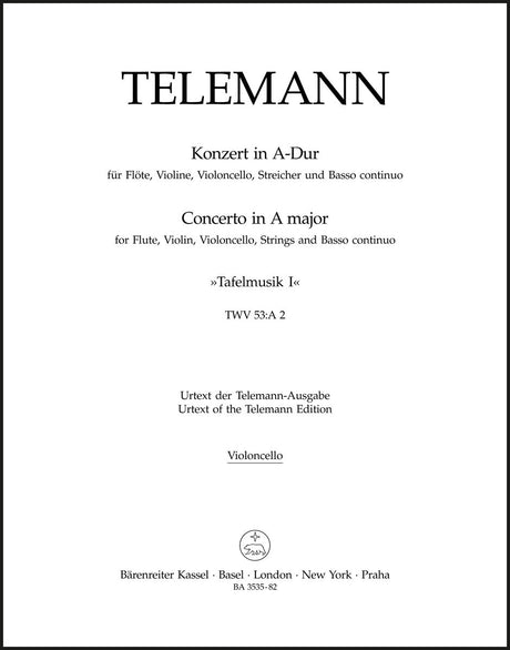 Telemann: Concerto for Flute, Violin, Cello, Strings and Basso continuo in A Major, TWV 53:A2