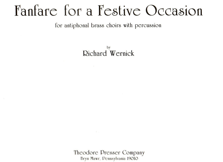 Wernick: Fanfare for a Festive Occasion
