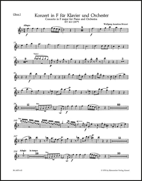 Mozart: Piano Concerto No. 11 in F Major, K. 413 (387a)