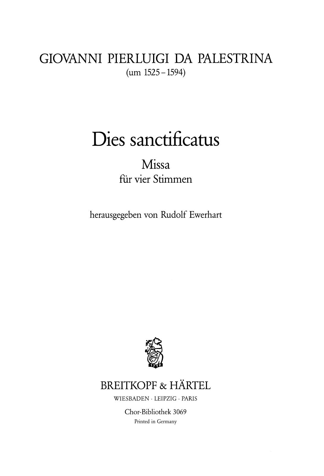 Palestrina: Missa "Dies sanctificatus"
