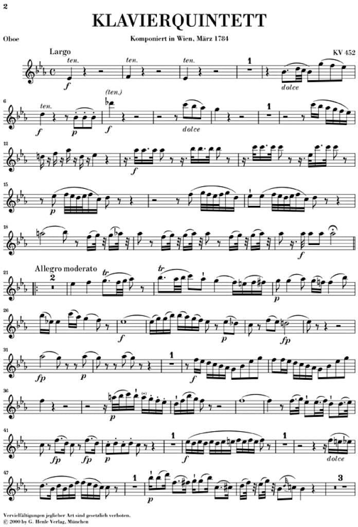 Mozart: Quintet for Piano and Winds in E-flat Major, K. 452